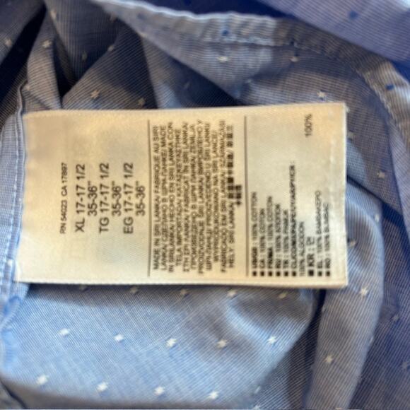 Banana Republic Men's Non-Iron Slim Fit Rivera Blue Dot Long Sleeve Shirt - Picture 10 of 13